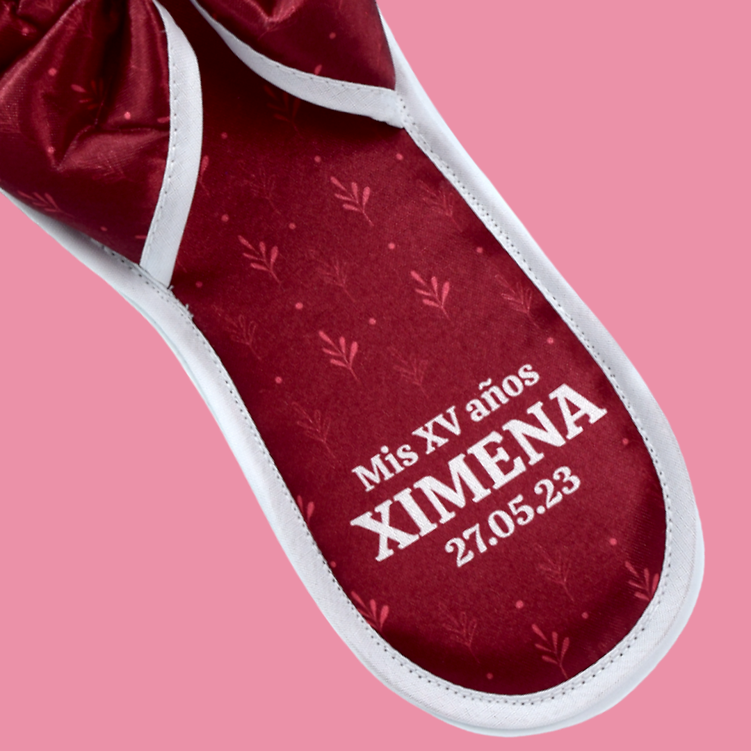 Pantuflas XV moño Vino