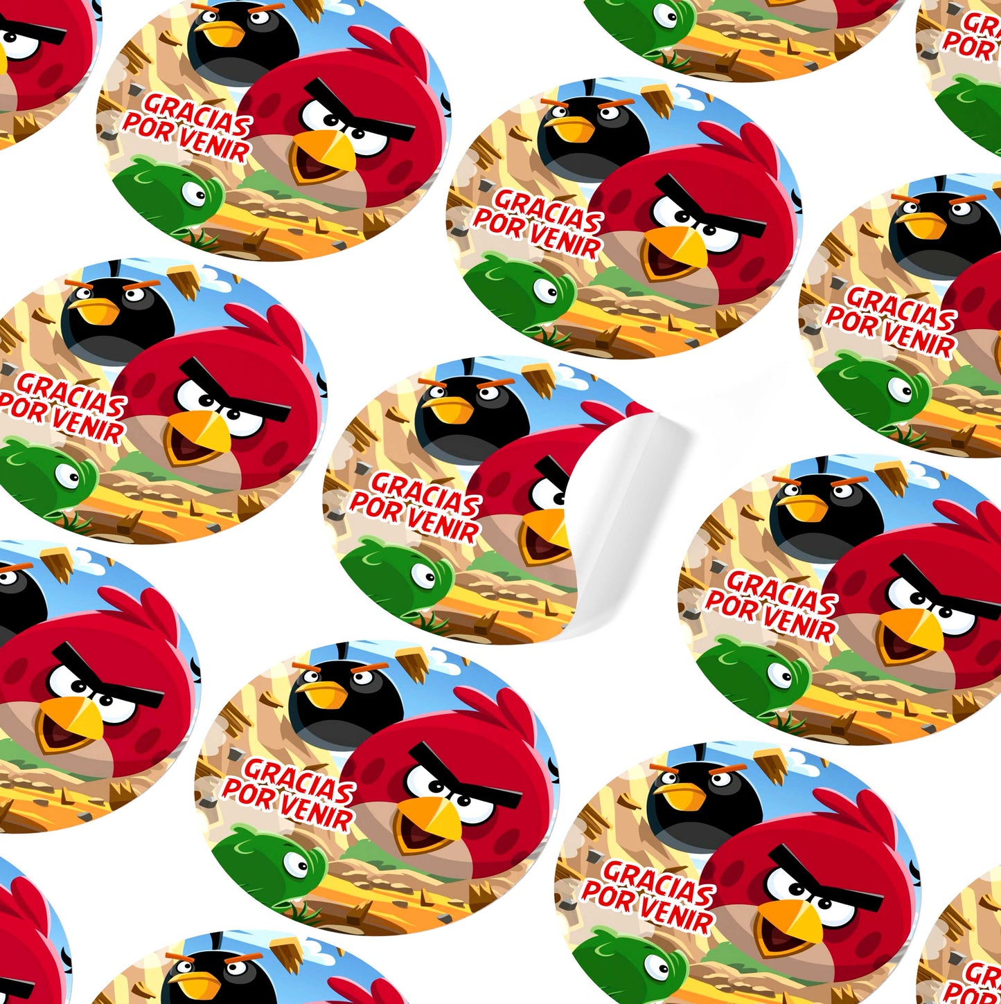 120 Stickers Etiquetas Angry Birds Papel 7cm