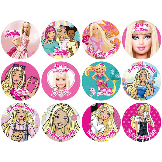 120 Stickers Etiquetas Barbie Papel 7cm