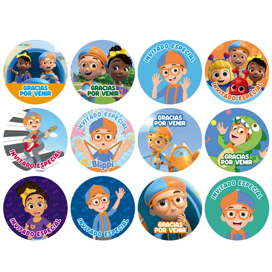 120 Stickers Etiquetas Blippi Papel 7cm
