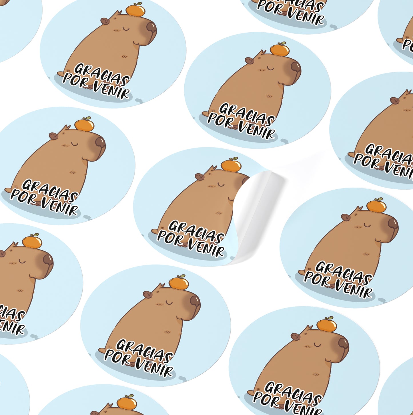 120 Stickers Etiquetas Capibara Papel 7cm