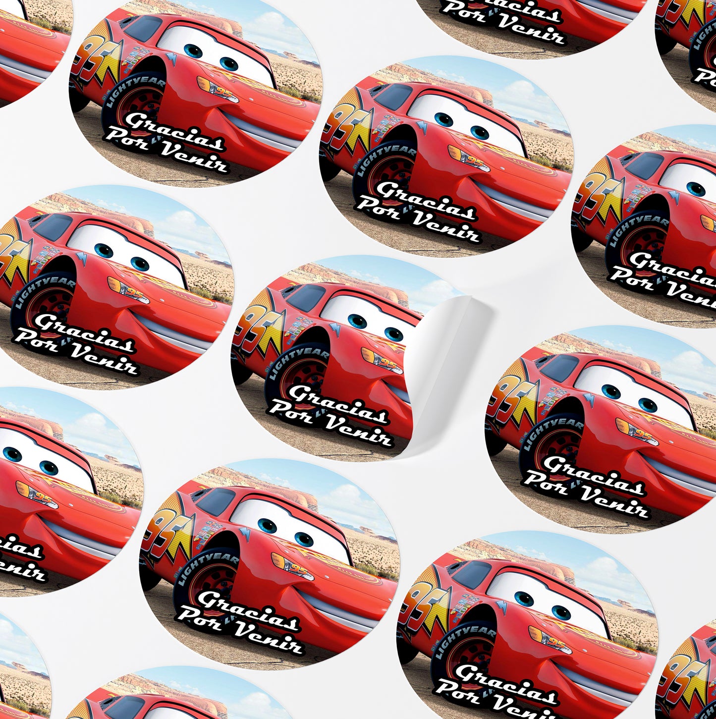 120 Stickers Etiquetas Cars Papel 7cm