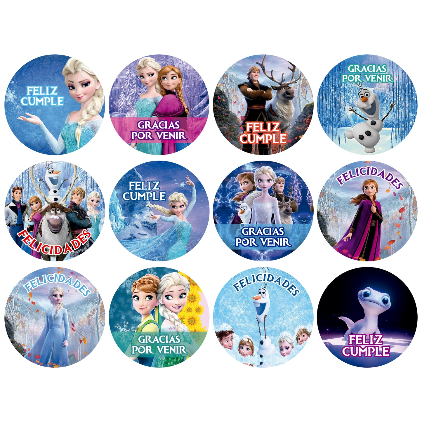 120 Stickers Etiquetas Frozen Papel 7cm