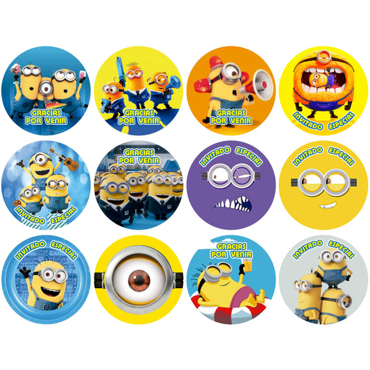 120 Stickers Etiquetas Minions Papel 7cm