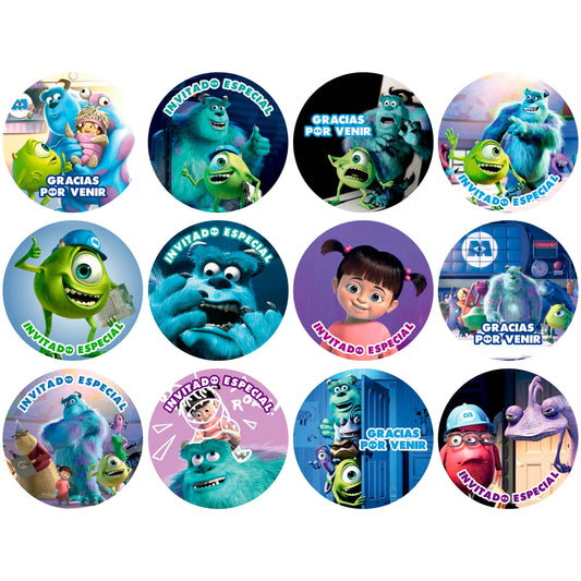 120 Stickers Etiquetas Monsters Inc Papel 7cm