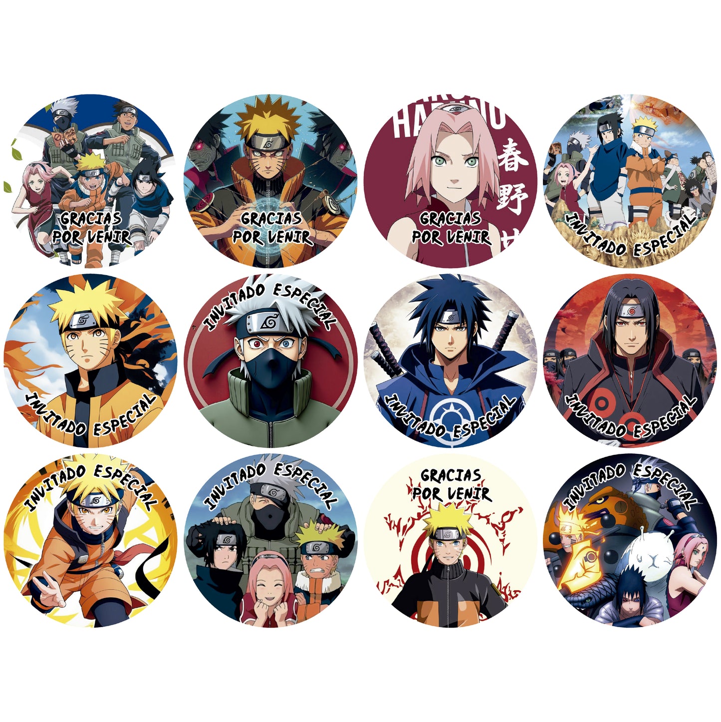 120 Stickers Etiquetas Naruto Papel 7cm