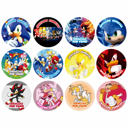 120 Stickers Etiquetas Sonic Papel 7cm