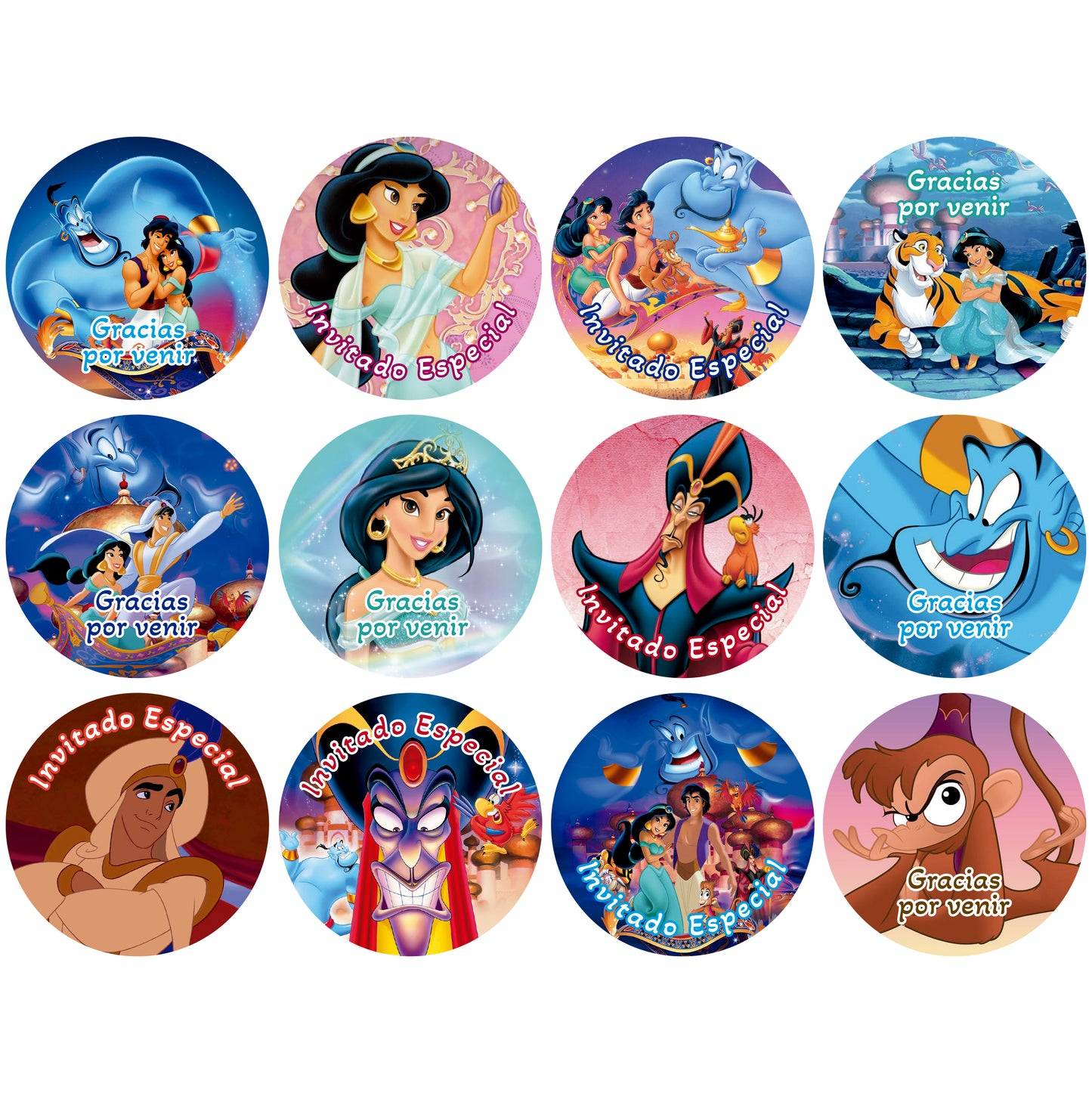 120 Stickers Etiquetas Aladdin Papel 7cm