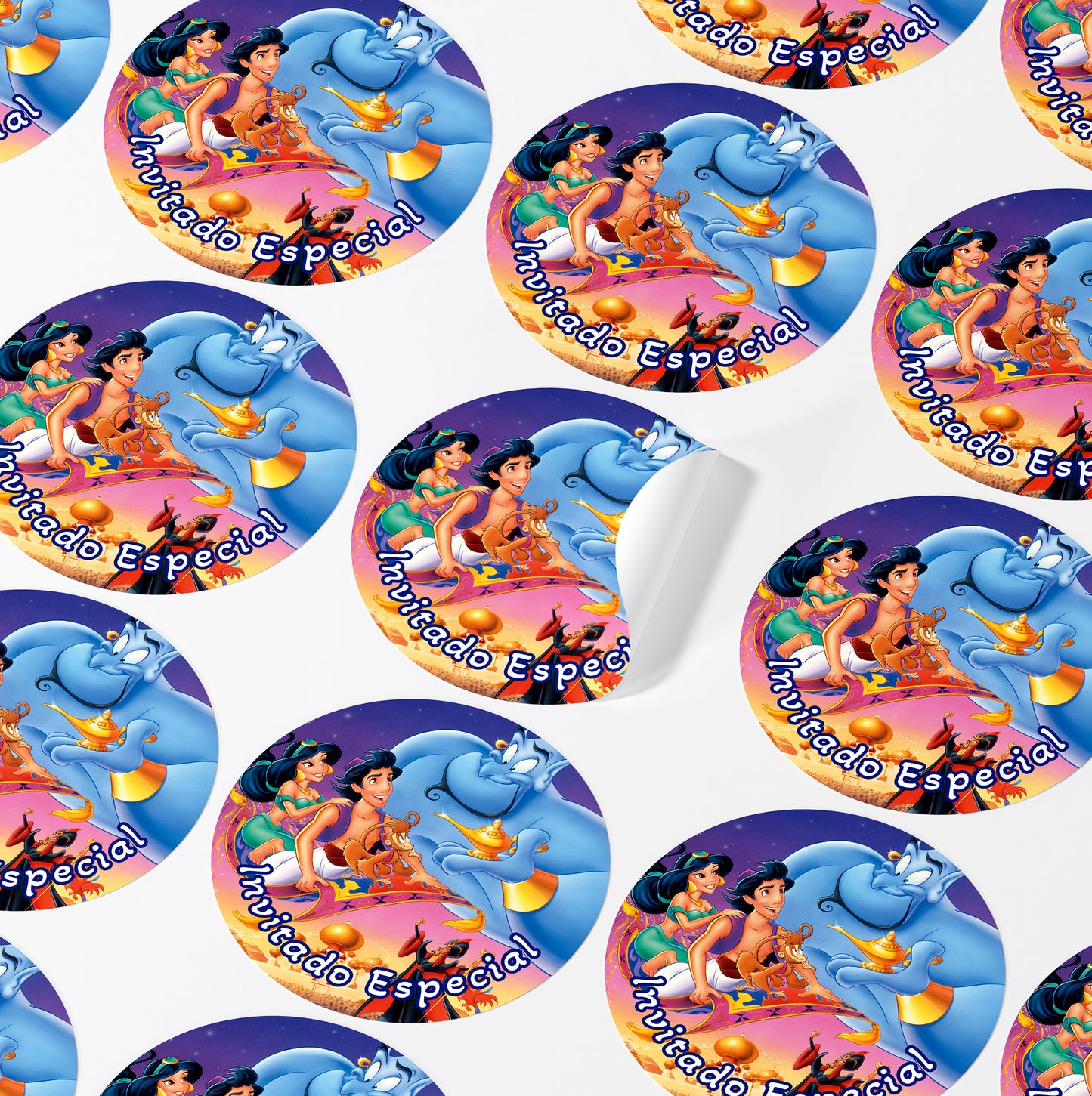 120 Stickers Etiquetas Aladdin Papel 7cm