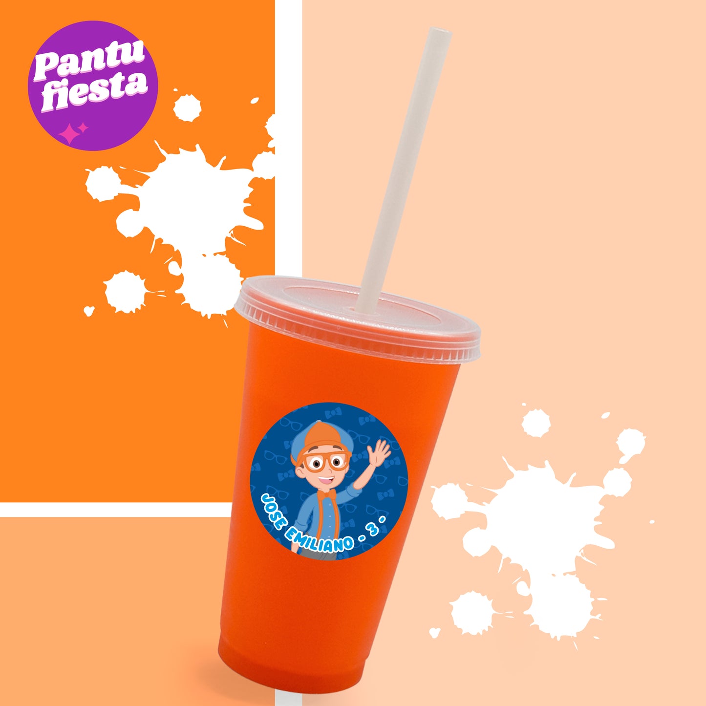 Vaso Bachelor con Popote Blippi
