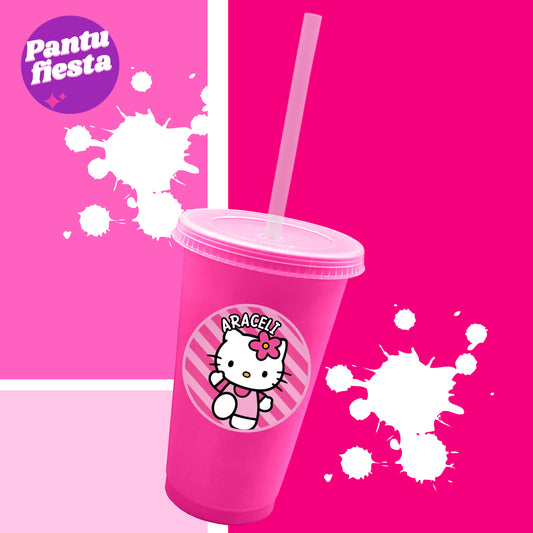 Vaso Bachelor con Popote Hello Kitty