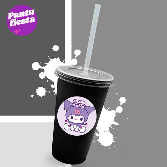 Vaso Bachelor con Popote Kuromi