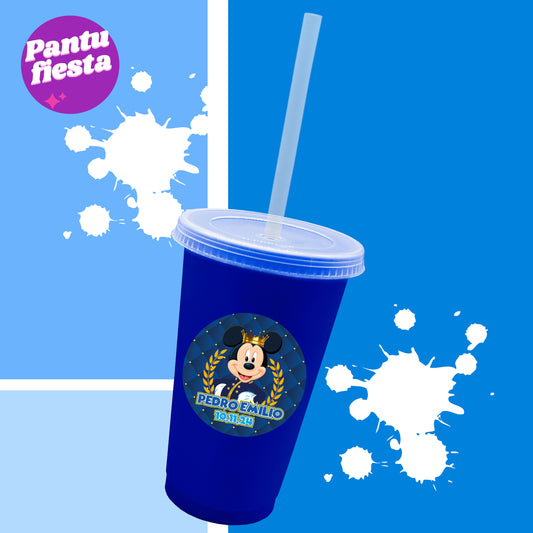 Vaso Bachelor con Popote Mickey Rey