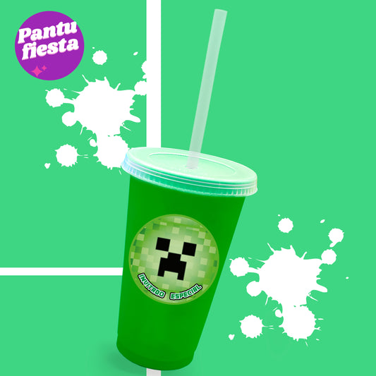Vaso Bachelor con Popote Minecraft