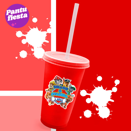 Vaso Bachelor con Popote Paw Patrol