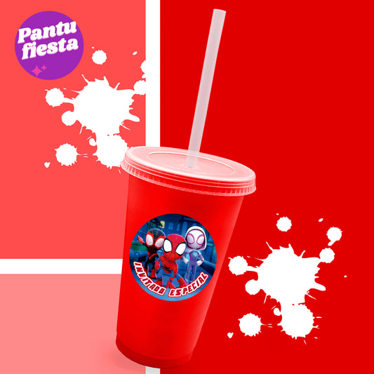 Vaso Bachelor con Popote Spidey