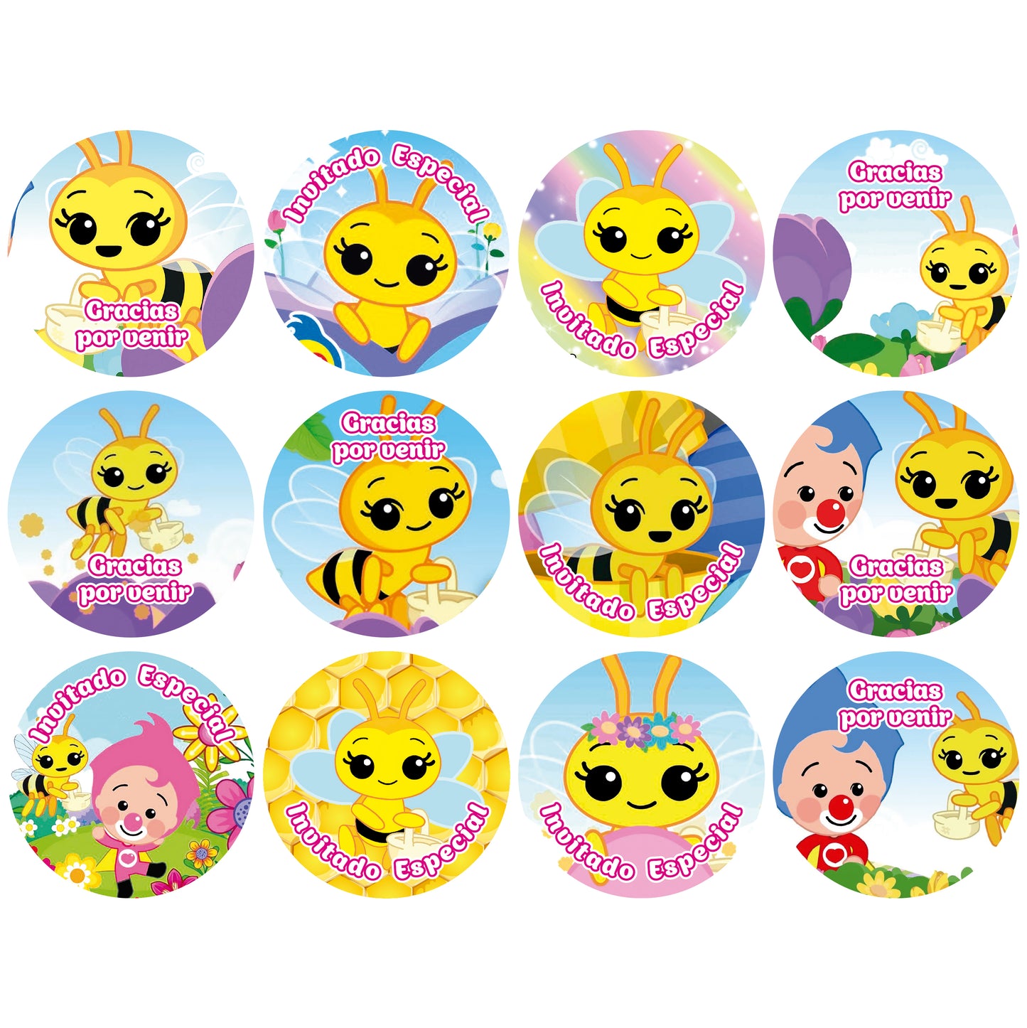 120 Stickers Etiquetas Abejita Chiquitita Papel 7cm
