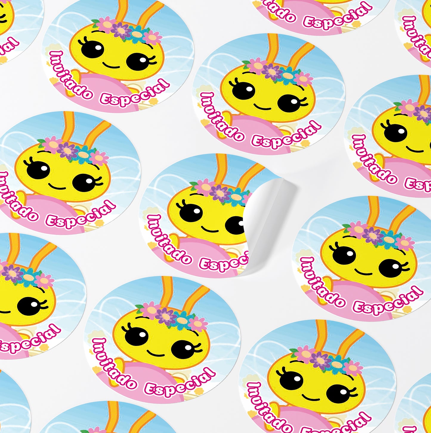 120 Stickers Etiquetas Abejita Chiquitita Papel 7cm