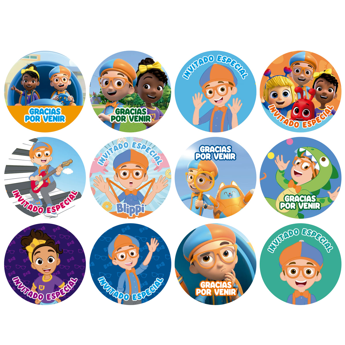 120 Stickers Etiquetas Blippi Papel 7cm – Pantufiesta
