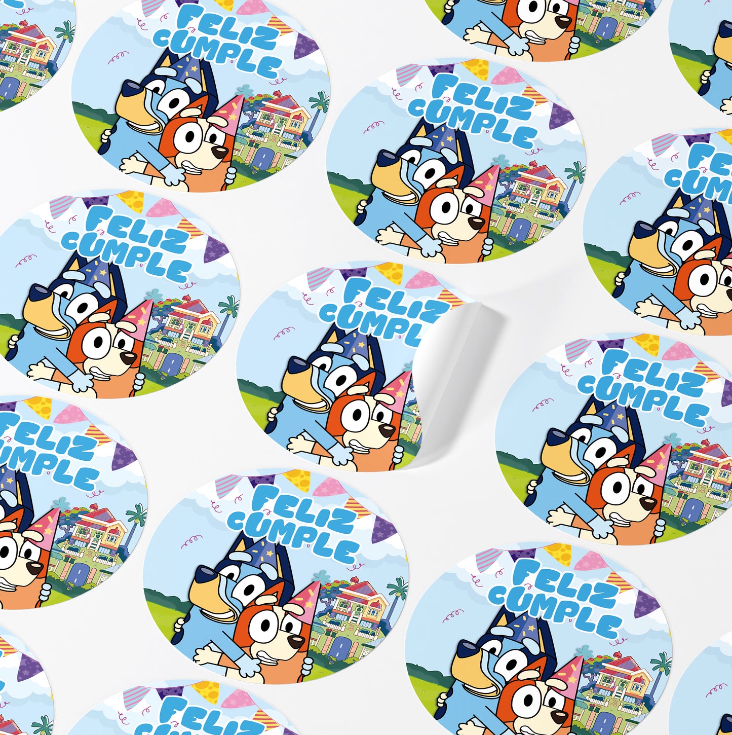 120 Stickers Etiquetas Bluey Papel 7cm