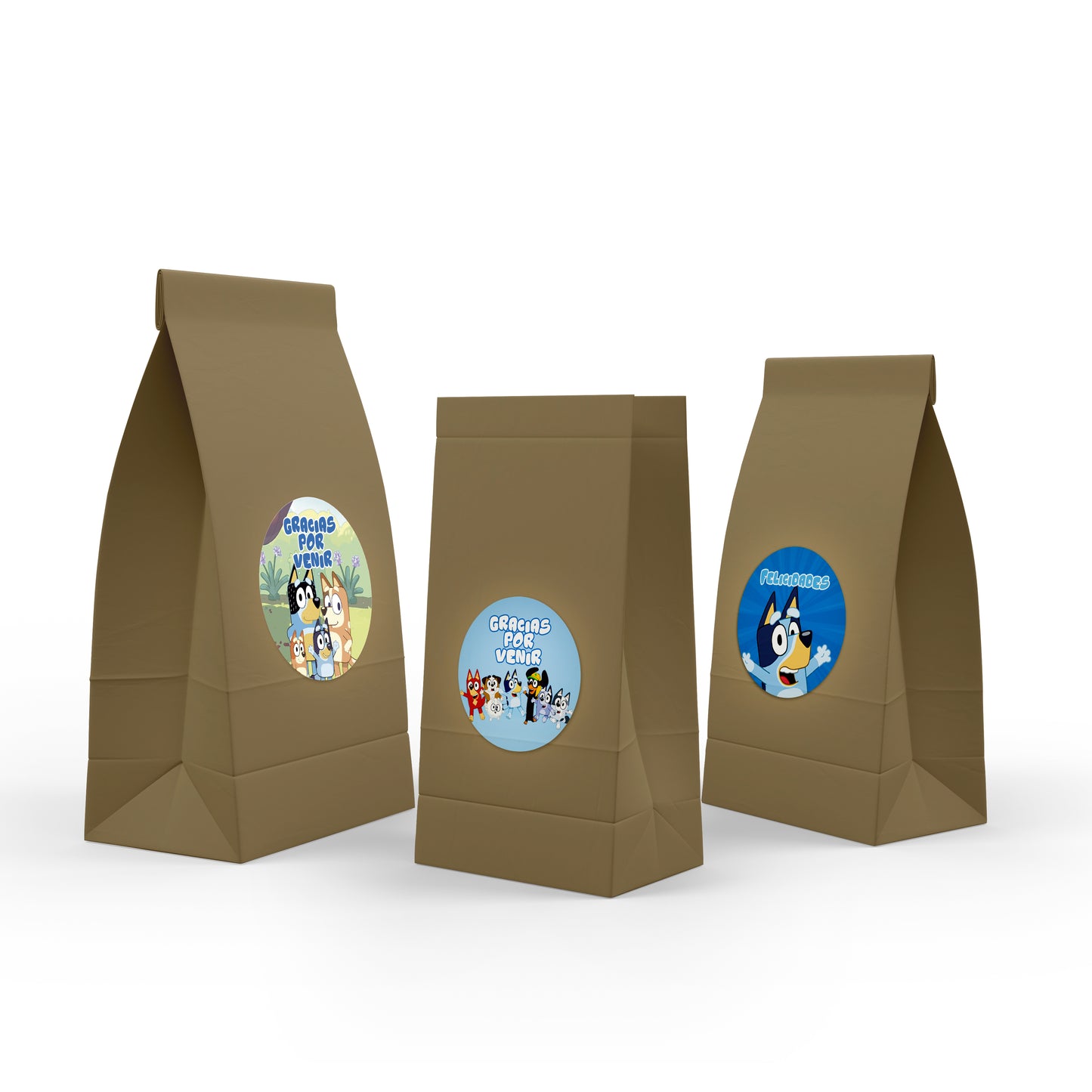 120 Stickers Etiquetas Bluey Papel 7cm