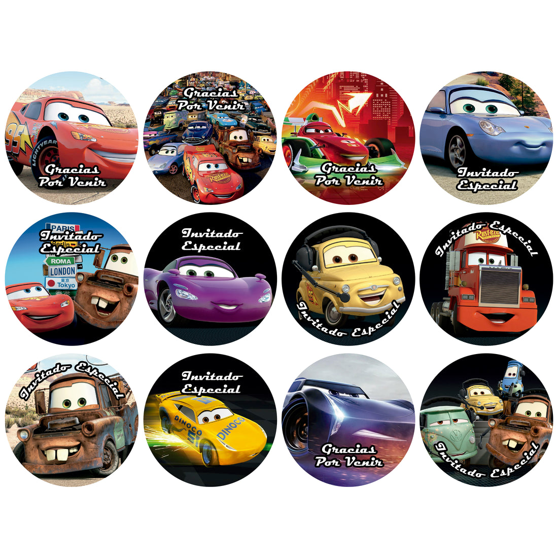 120 Stickers Etiquetas Cars Papel 7cm – Pantufiesta