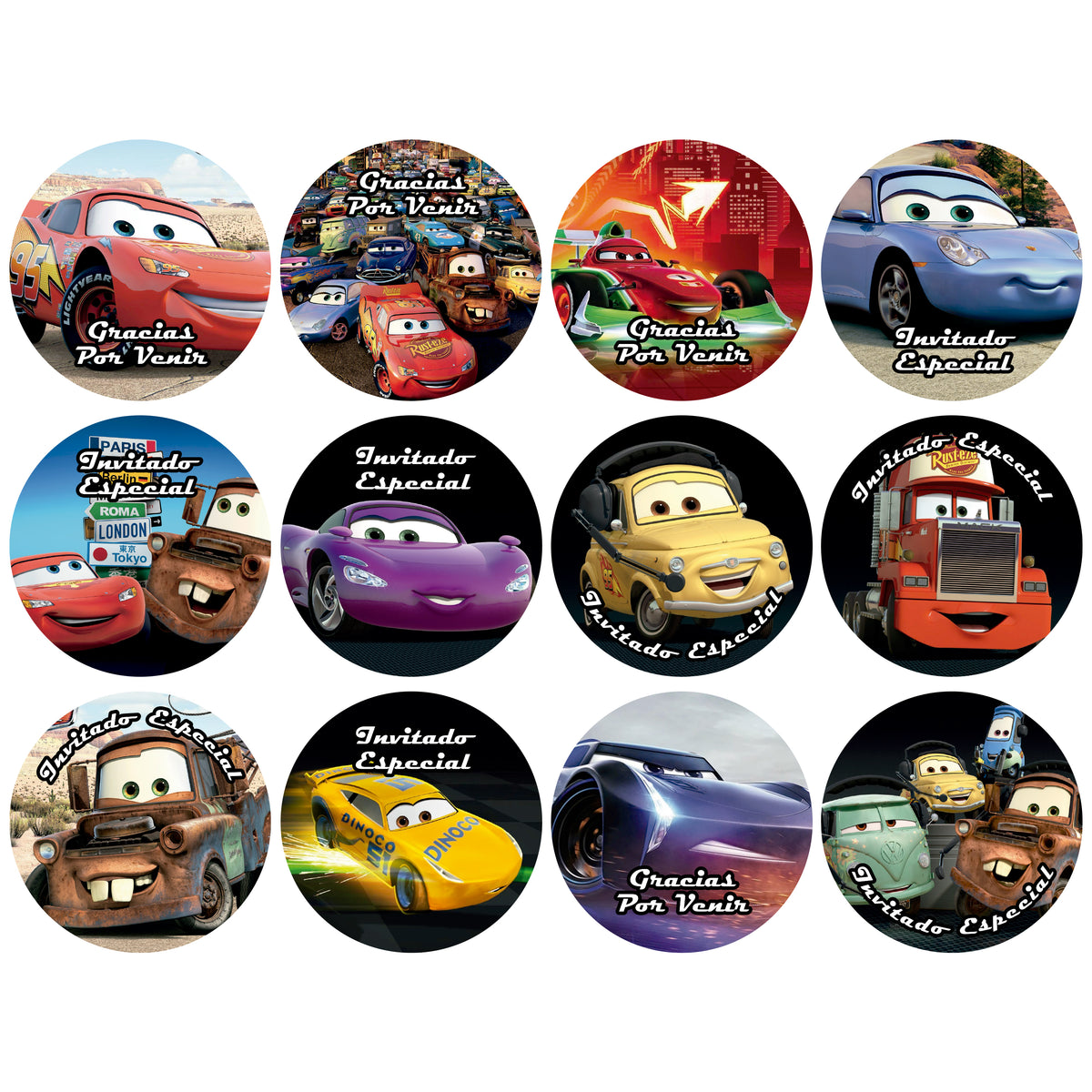 120 Stickers Etiquetas Cars Papel 7cm – Pantufiesta