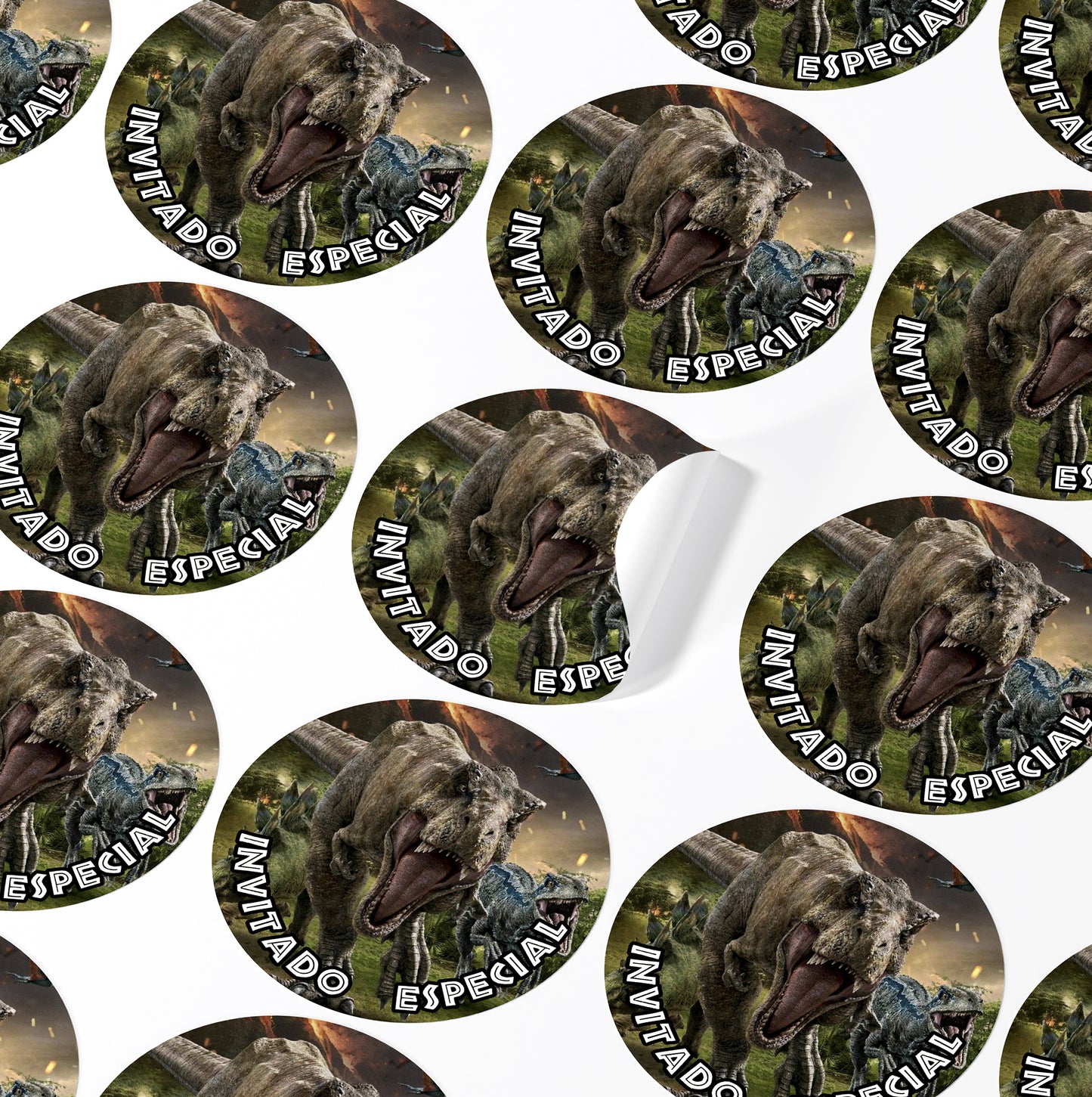 120 Stickers Etiquetas Jurassic Park Papel 7cm