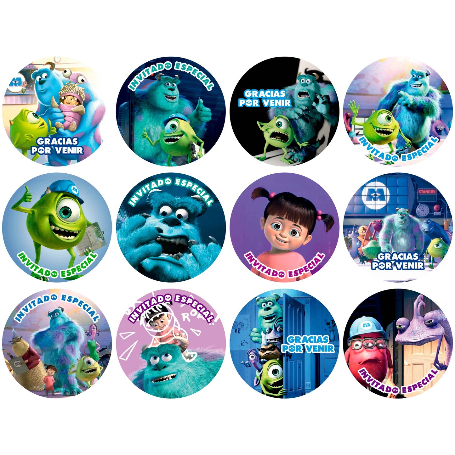 120 Stickers Etiquetas Monsters Inc Papel 7cm