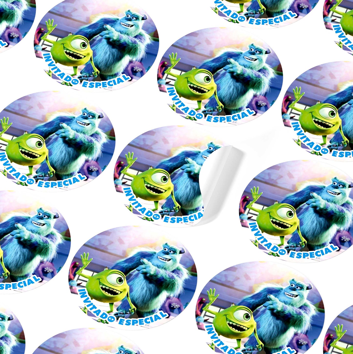 120 Stickers Etiquetas Monsters Inc Papel 7cm