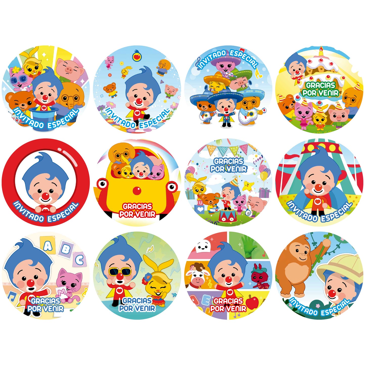 120 Stickers Etiquetas Plim Plim Papel 7cm