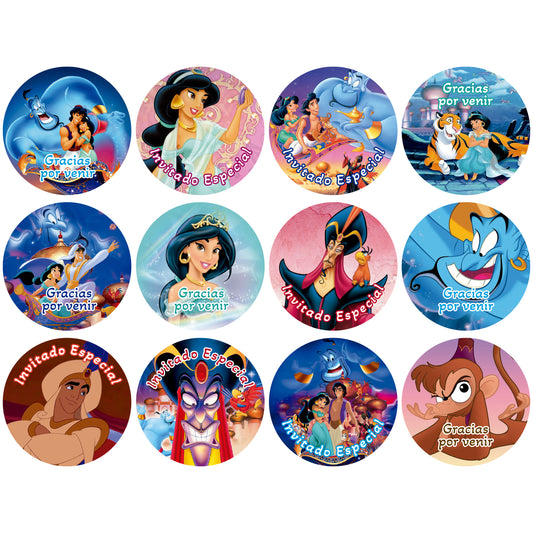 120 Stickers Etiquetas Aladdin Papel 7cm