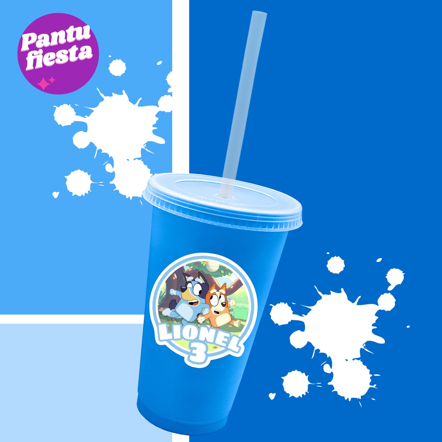 Vaso Bachelor con Popote Bluey