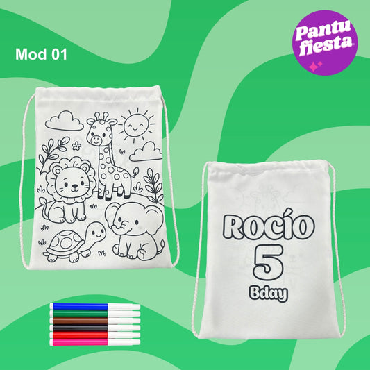 Morralito para colorear Animalitos
