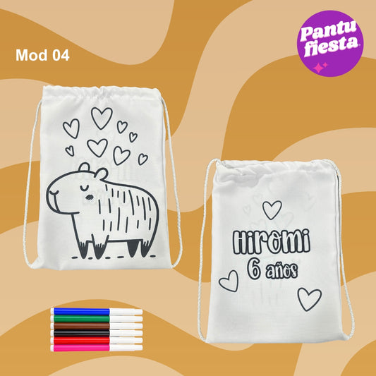 Morralito para colorear Capibara