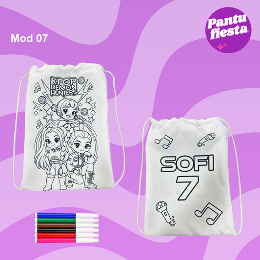 Morralito para colorear Guerreras Kpop