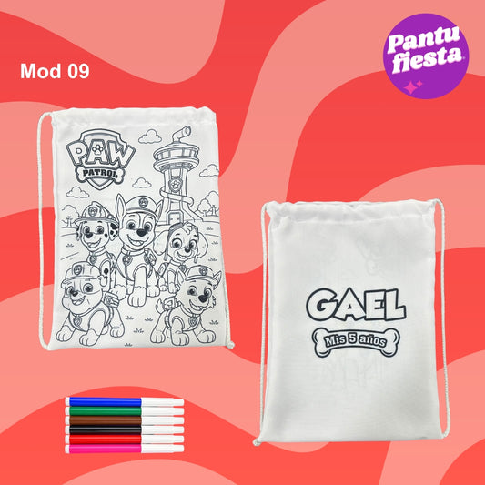 Morralito para colorear Paw Patrol