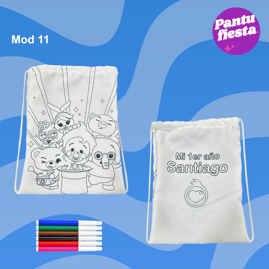 Morralito para colorear Plim Plim