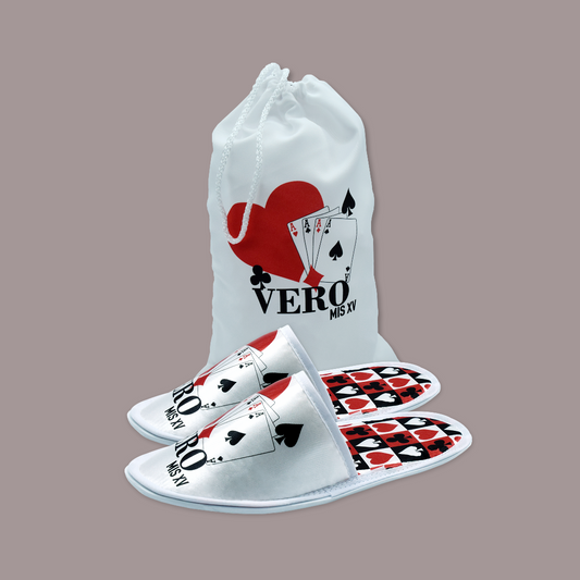 Pantuflas con morral cartas