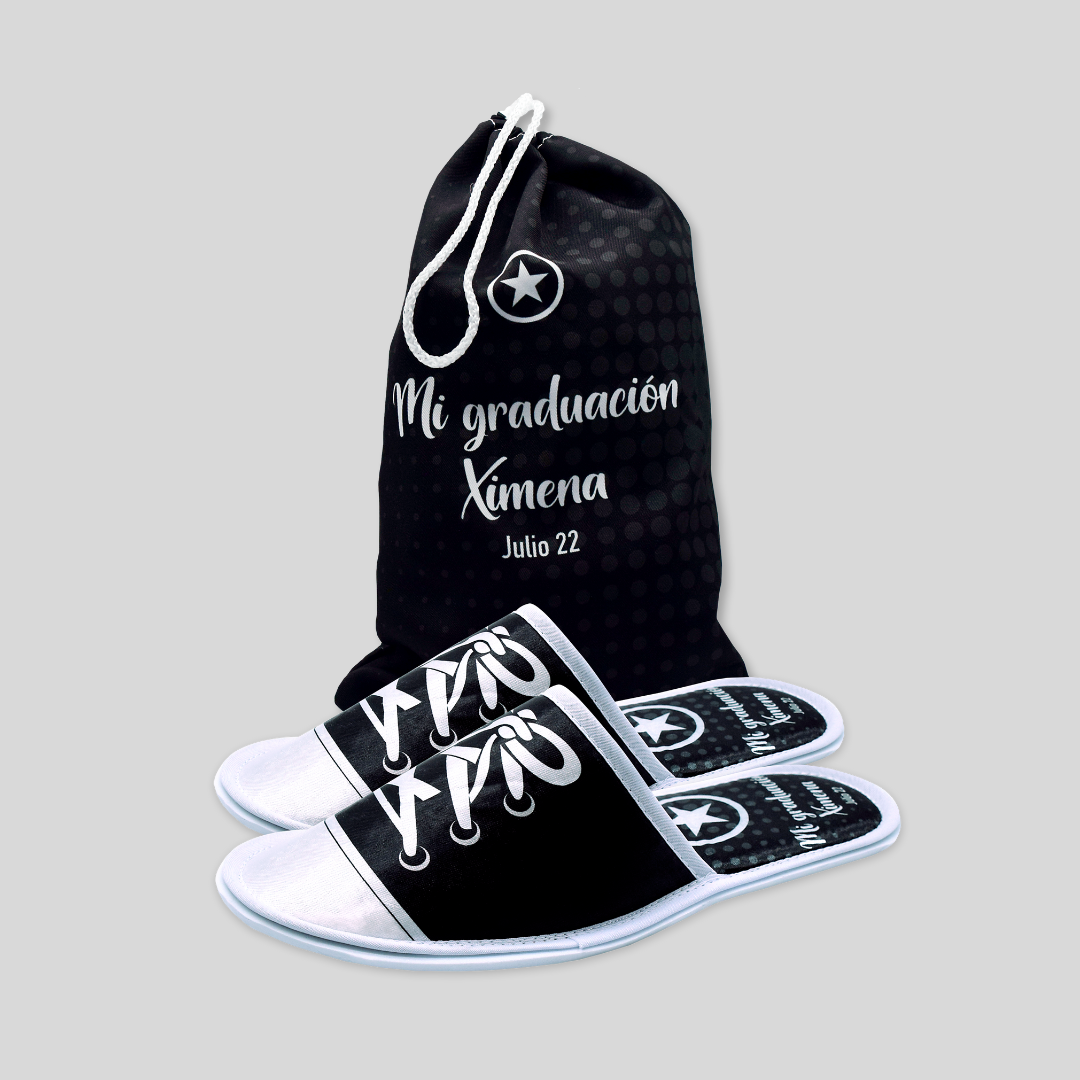 Pantuflas con morral tipo tenis negros