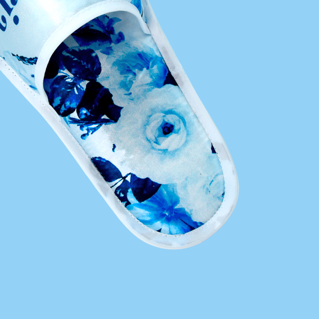 Pantuflas XV flores azul